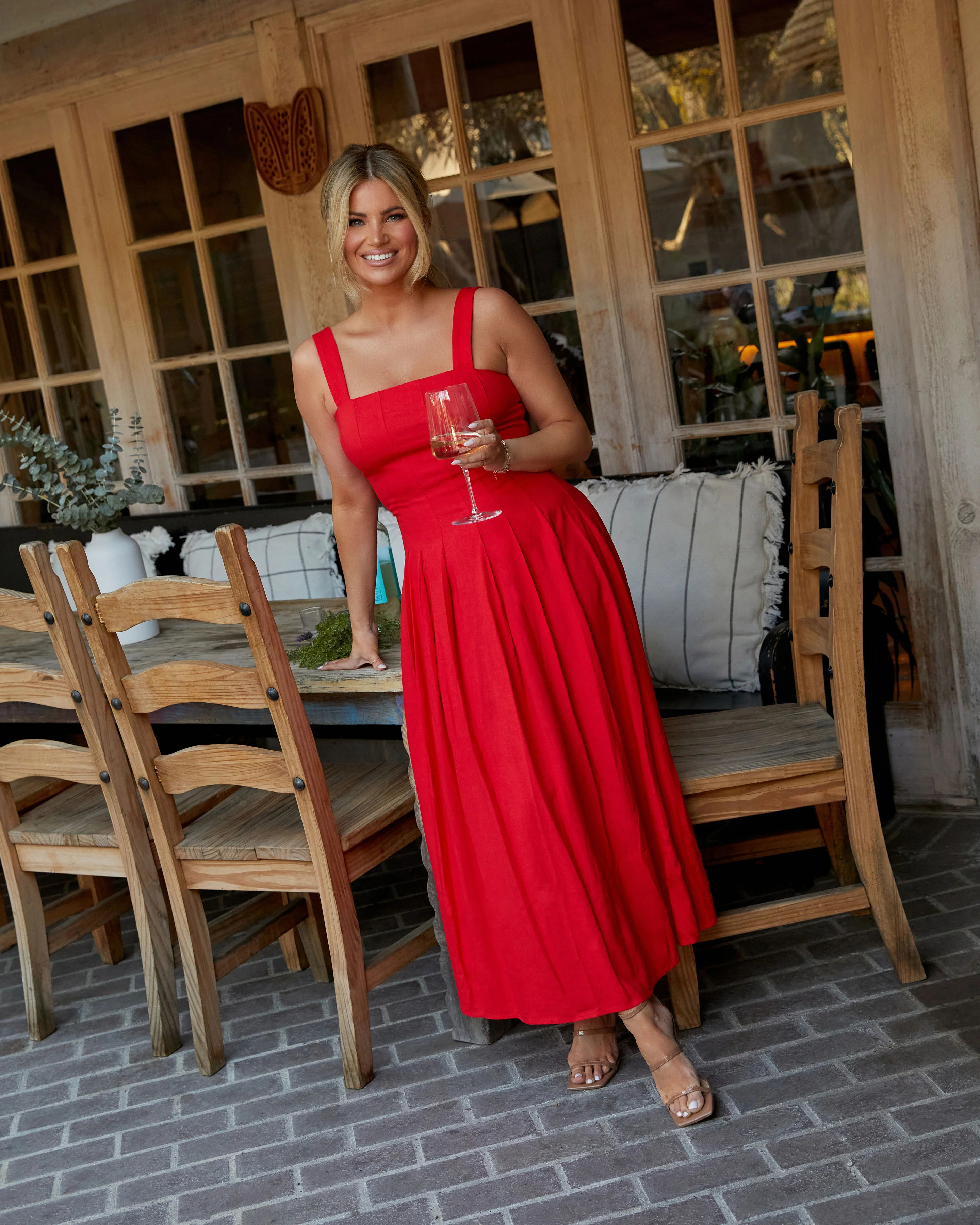 Meadow Pleated Linen Midi Dress | VICI