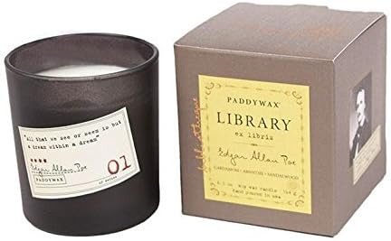 Paddywax Candles Library Collection Edgar Allan Poe Soy Wax Candle, 6.5-Ounce (Cardamom, Absinthe... | Amazon (US)