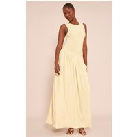 Yellow Double Layer Soft Touch Asymmetric Dropped Waist Maxi Dress | PrettyLittleThing US