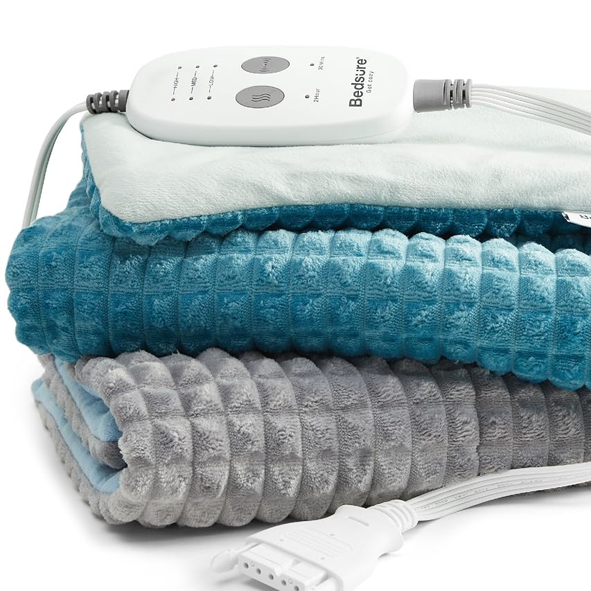 Bedsure Weighted Heating Pad with Massager - Electric Heating Pad for Back Pain Relief with Massagin | Amazon (US)