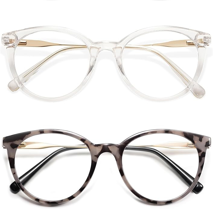 AMOMOMA Retro Round Reading Glasses for Women Cute Stylish Blue Light Blocking Readers AM6055 | Amazon (US)
