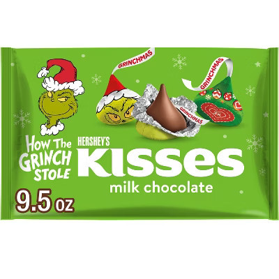 HERSHEY'S Kisses Christmas Grinch Milk Chocolate Candy - 9.5oz | Target