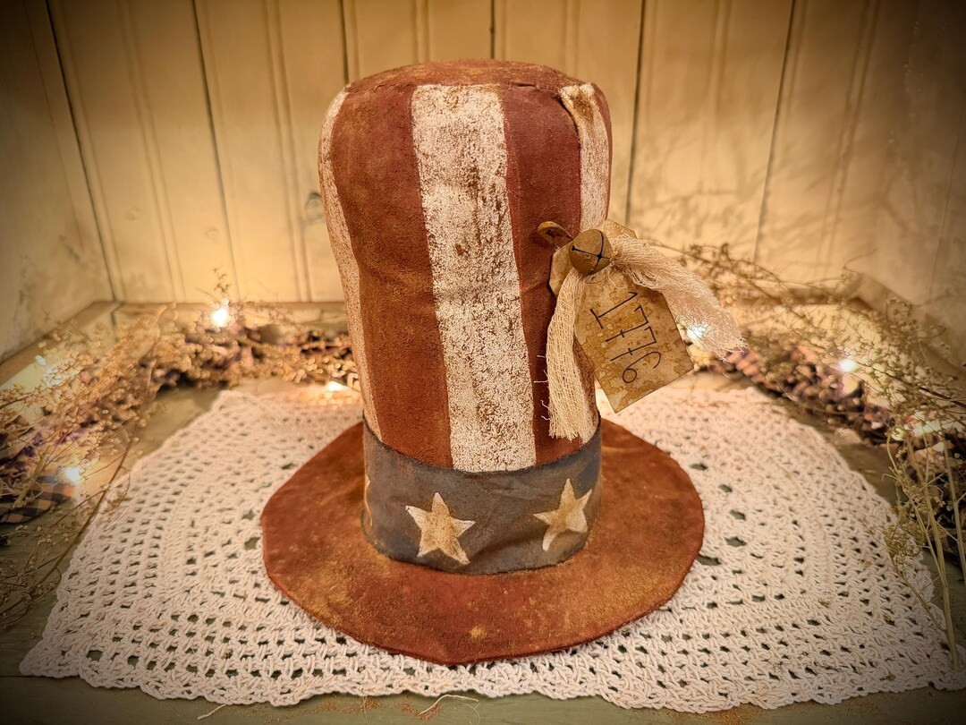 Primitive Patriotic Top Hat Grungy USA Independence Day 250th Americana Shelf Sitter Farmhouse De... | Etsy (Global)