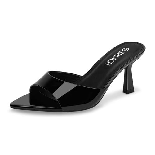 SHMCH Women’s Pointed Toe Mule Sandal Heels, Slip On Open Toe Kitten Heels for Women, Heeled Sandals Mules for Dress,Casual Outfits | Amazon (US)