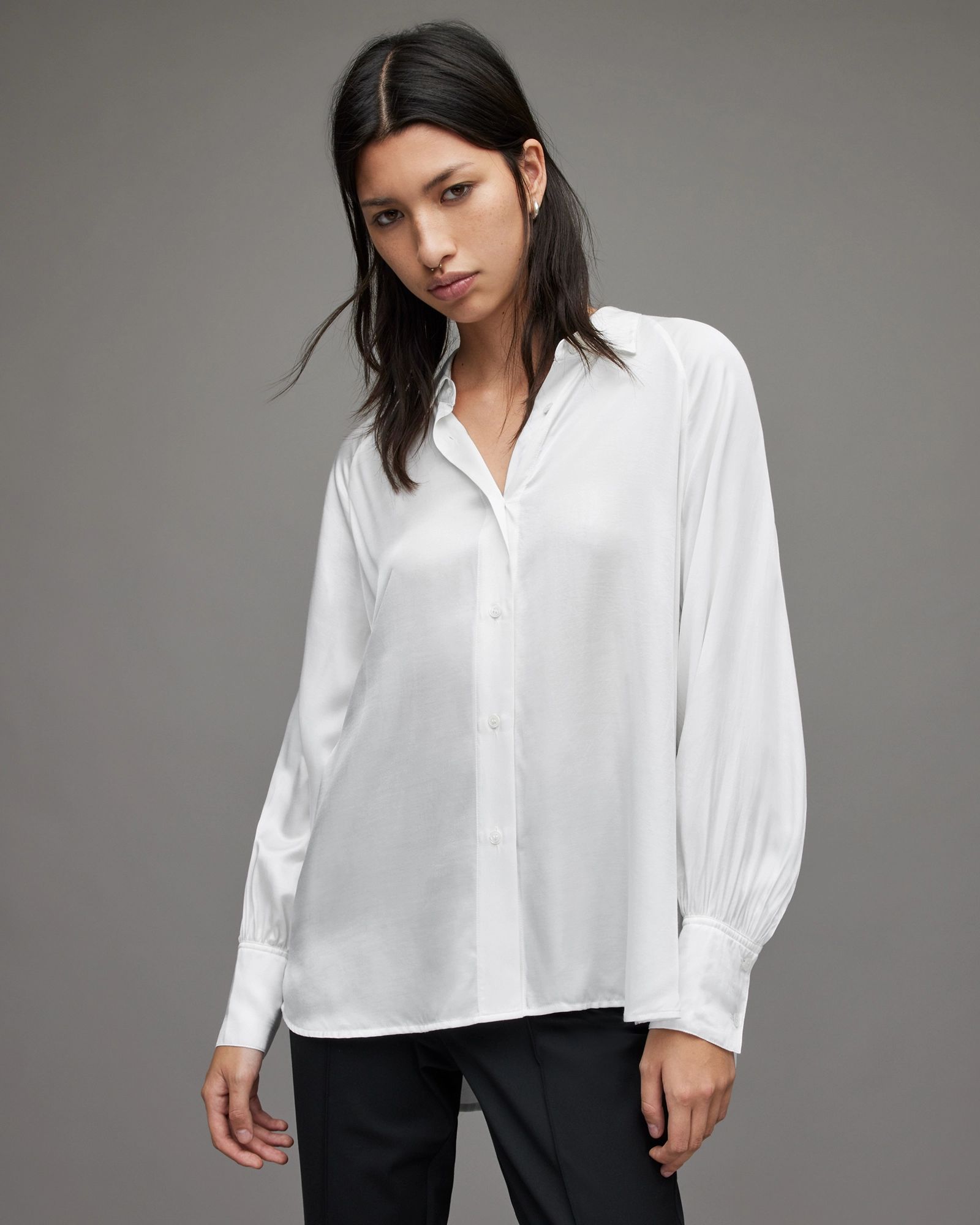 Oana Silk Blend Shirt | AllSaints US