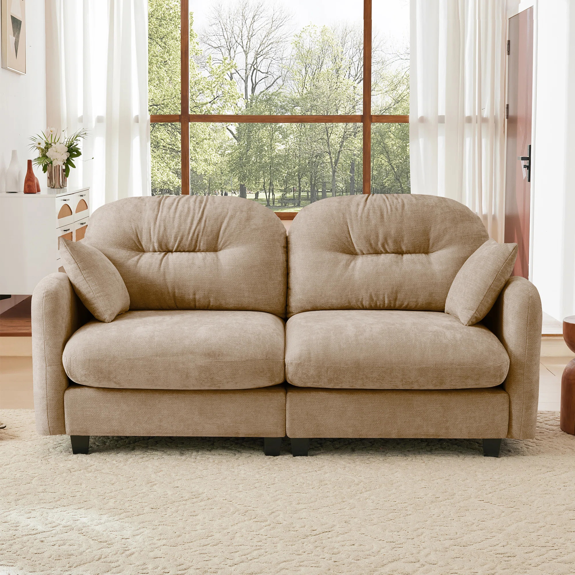 Chenille Cloud Loveseat Sofa With Deep Seat | Wayfair North America