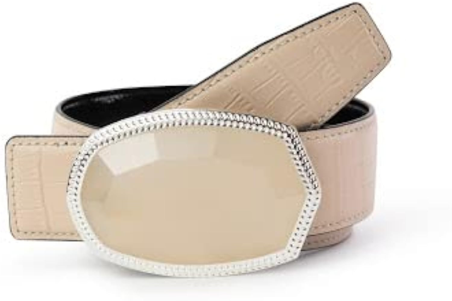 Gus & Violet Cream Agate Belt Buckle with Silver Trim | Amazon (US)