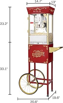 Matinee Popcorn Machine with Cart - 8oz Popper with Stainless-Steel Kettle, Warming Light, and Ac... | Amazon (US)