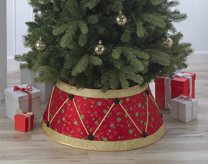 New Traditions Christmas Tree Collar – Red & Green Drum Design – 26" Diameter Fabric Stand Ba... | Amazon (US)