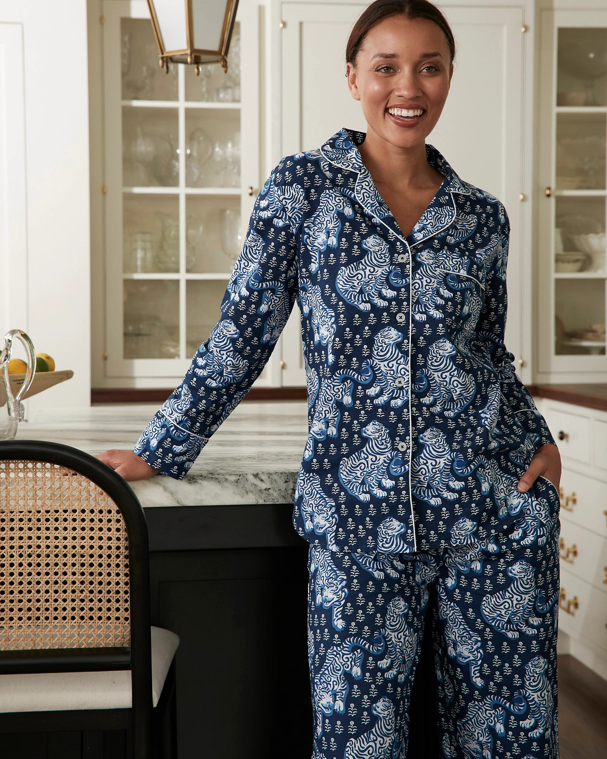 Tiger Queen - Long PJ Set - Navy | Printfresh