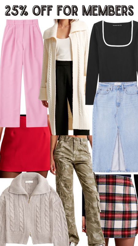 25% OFF + extra 15% off with AFCHAMP 
pink trousers / cable knit cardigan / red skirt / plaid skirt / denim midi skirt / black and white color block bodysuit 

#LTKCyberWeek #LTKsalealert #LTKHoliday
