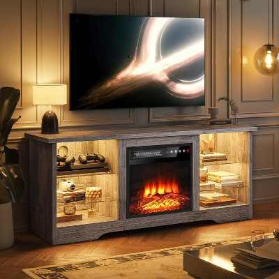 BALHAM TRADE-58" Fireplace TV Stand for TVs up to 65 Inches Console with 18'' Electric Fireplace Gray-58 15.75"D x 58"W x24.06"H | Target