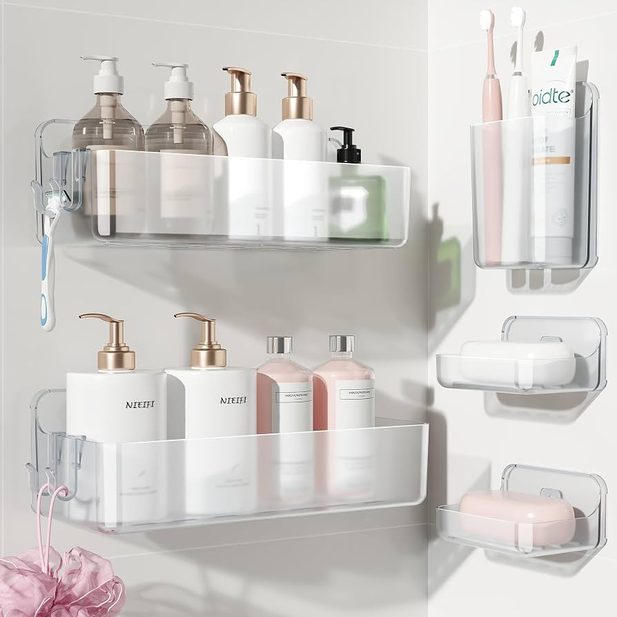 Nieifi Adhesive Wall Shelf,Shower Shelves 5 Pack with Soap Holder,Shower Organizer for Bathroom O... | Amazon (CA)