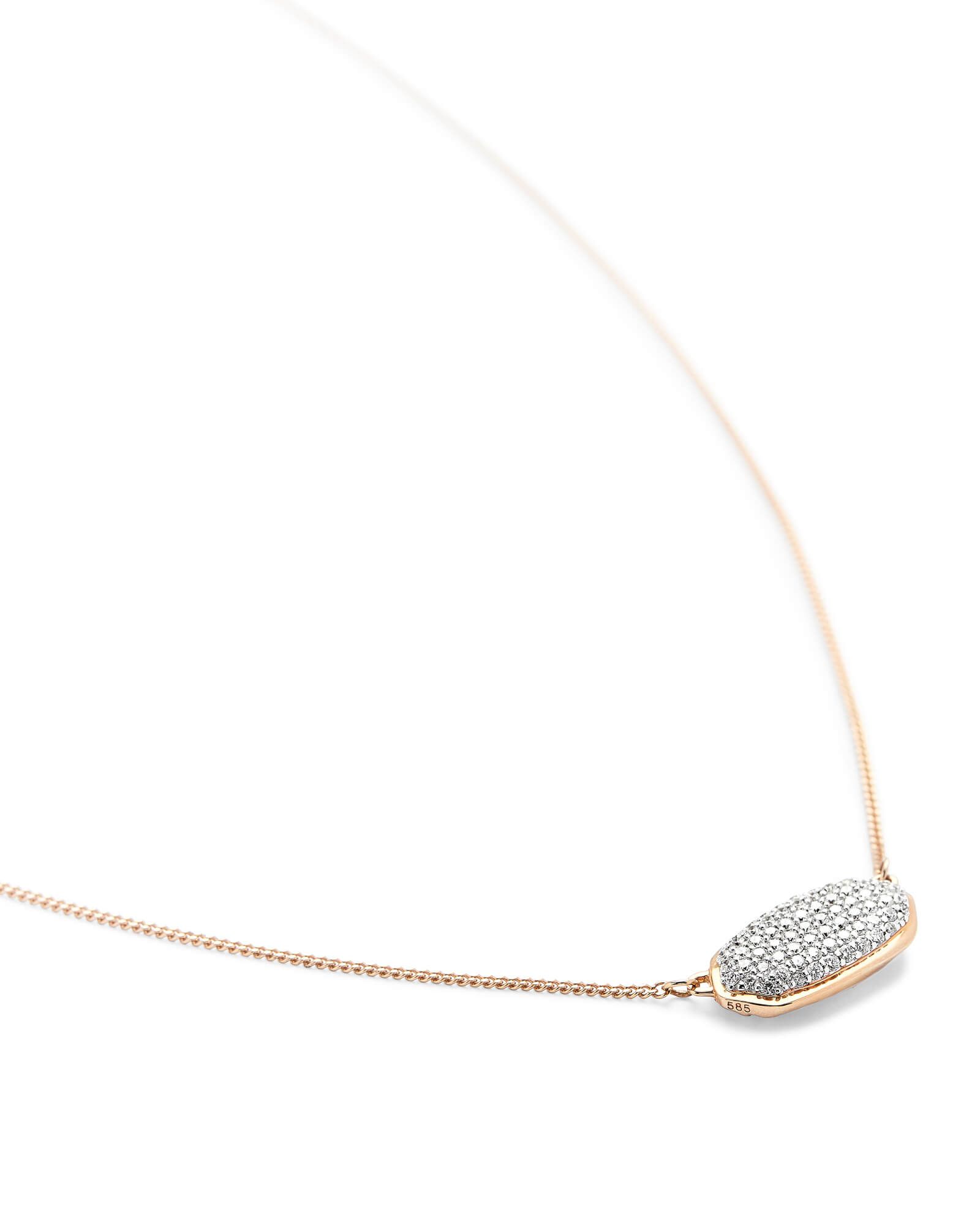 Elisa Pendant Necklace in Pave Diamond and 14k Rose Gold | Kendra Scott
