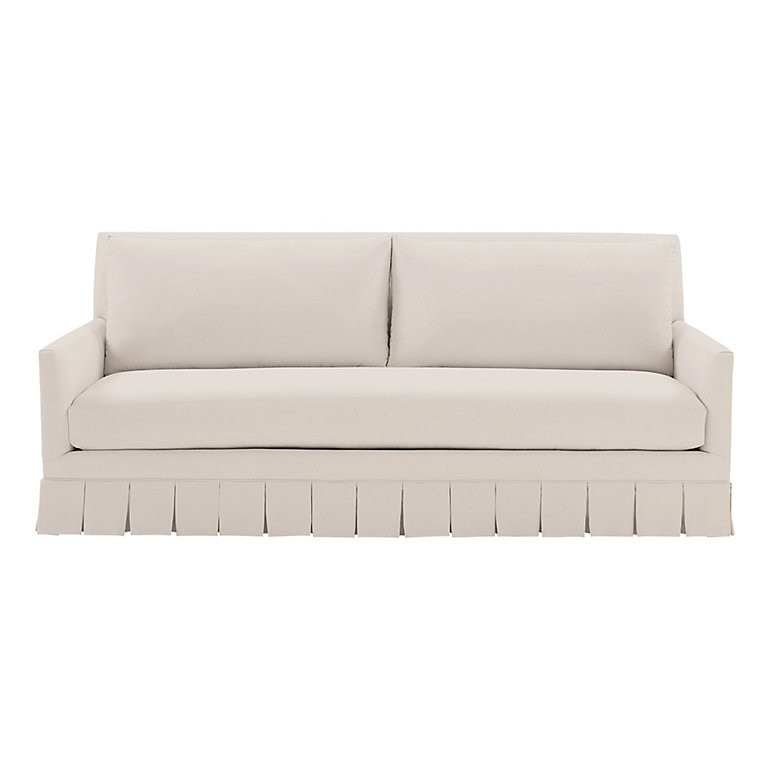 SK Mathes Upholstered Bench Seat Sofa with Box Pleat Skirt | Ballard Designs, Inc.
