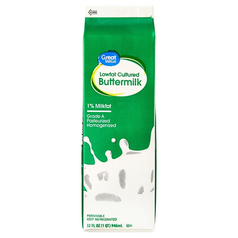 Great Value 1% Low Fat Cultured Buttermilk, 32 fl oz | Walmart (US)