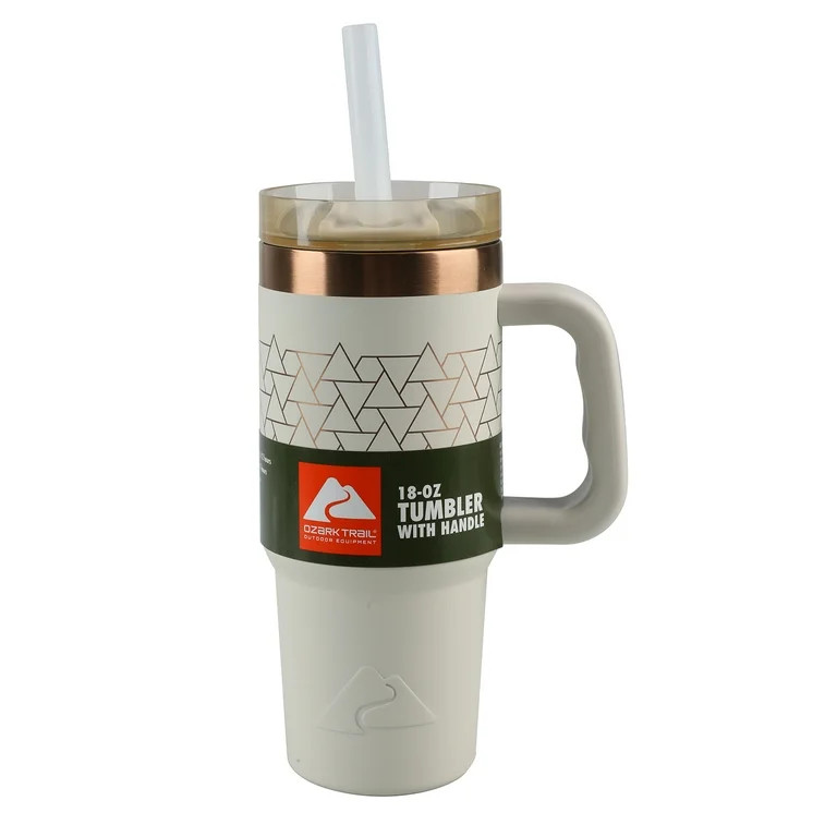 Ozark Trail 18 Oz Insulated Stainless Steel Tumbler With Handle, Beige | Walmart (US)