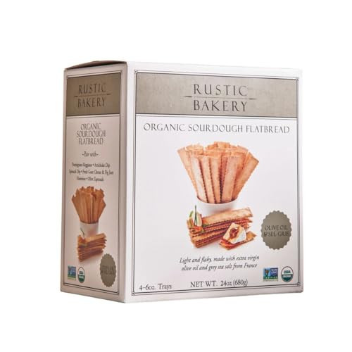 Rustic Bakery Handmade Sourdough Flatbread - Olive Oil & Sel Gris - Sea Salt Charcuterie Crackers - Artisan Crackers for Cheese Platter or Snacking - Made in California - Pack of 4, 6 Oz Trays | Amazon (US)