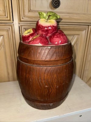 Vintage Metlox Barrel of Apples Pottery Cookie Jar | eBay US
