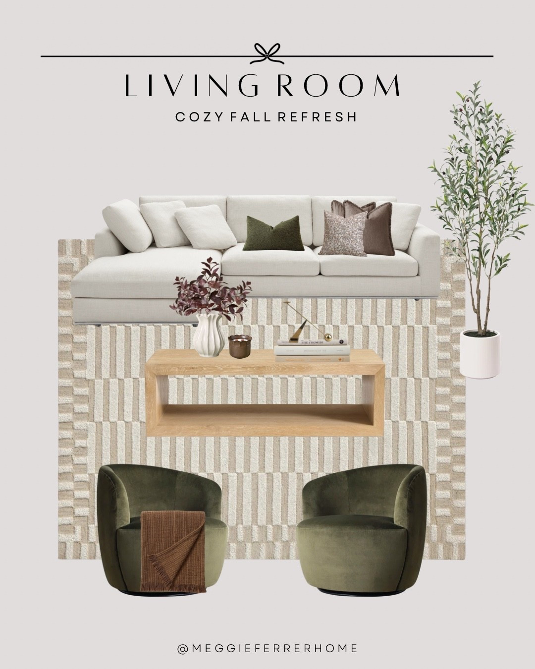 Just wrapped up a cozy fall refresh for our living room 🍂

I wanted something that felt warm, elevated, and a little more curated and these olive velvet chairs were exactly what the space needed. Paired them with our soft neutral sofa, textured rug, and the prettiest wood coffee table for a look that feels both grounded and elevated. 🤎

Tap below to shop ✨

#LTKhome #livingroomrefresh #fallstyling #neutralhome #modernorganic #cozyhomevibes #olivegreen #interiorinspo #ltkfall #meggieferrerhome

#LTKSaleAlert #LTKHome #LTKStyleTip