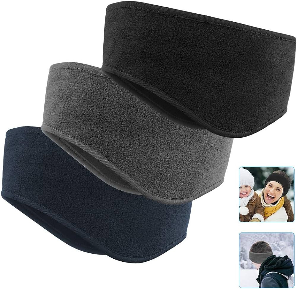 Ear Warmers Headband, Fleece Earmuffs Running Headband Winter Ear Covers Moisture Wicking Ski Spo... | Amazon (US)