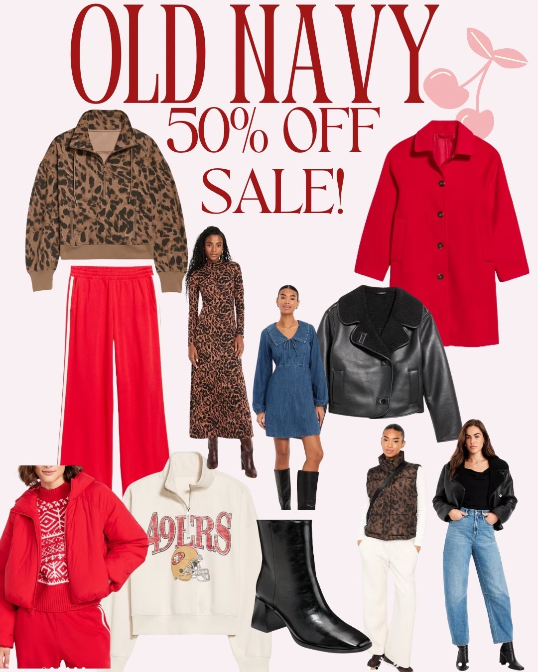 Knock knock… Old Navy is here to remind us she’s that girl 💅✨ serving the cutest looks at can’t-miss prices! Everything is 50% OFF — yes, you read that right. From bold red coats to cozy leopard prints, chic denim, and the best layering pieces — run, don’t walk!

Old Navy sale, Old Navy fashion, 50% off Old Navy, fall fashion finds, winter outfit inspo, cozy layers, affordable style, trendy outfits, women’s clothing sale, Old Navy outerwear, Old Navy sweaters, budget-friendly fashion, must-have fall outfits, holiday outfits, Old Navy boots, Old Navy denim

#LTKFindsUnder50 #LTKSaleAlert #LTKStyleTip