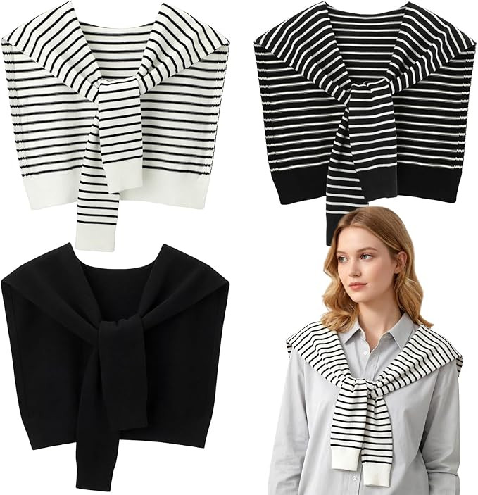 3 Pack Sweater Shawl Wraps for Women Knitted Casual Shawls Knotted Travel Scarves Bulk in Cape Shoulder Fashion Wrap | Amazon (US)