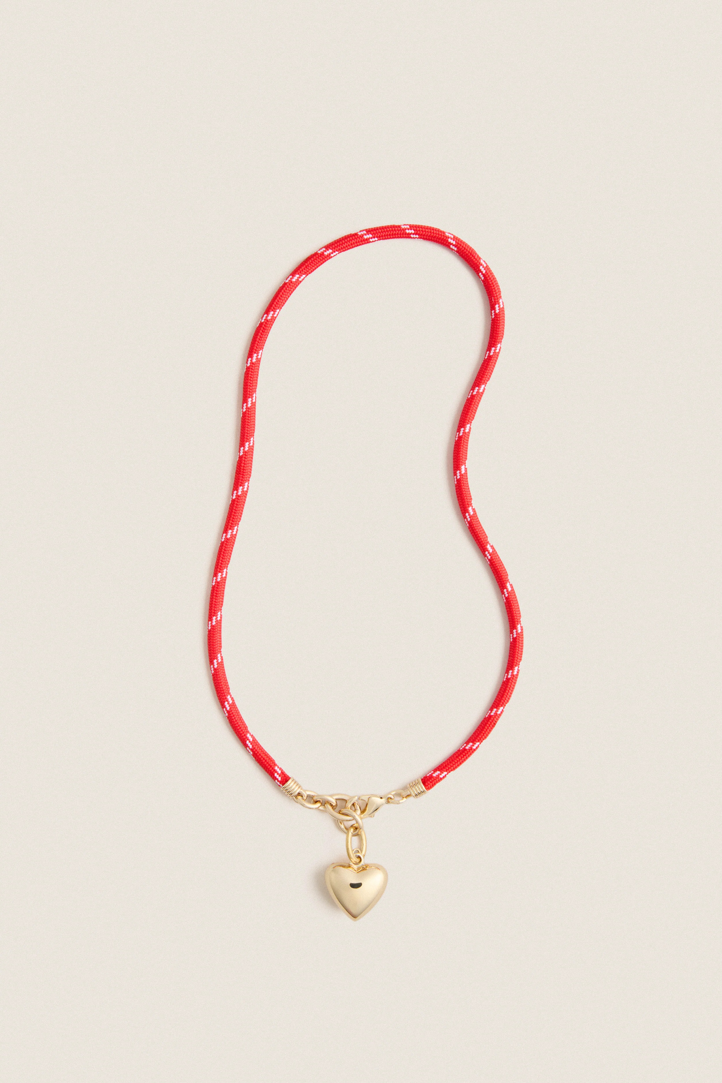 Red and Gold Happy Cord Charm Necklace with Puffy Heart Charm | Tuckernuck (US)