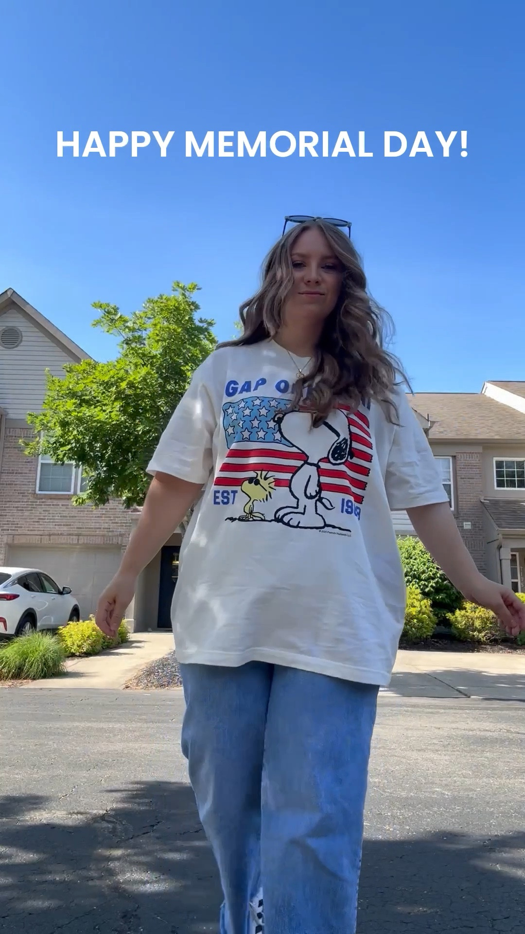 Memorial Day OOTD - Matching with the fam with these fun GAP Snoopy shirts! Shoes are on sale rn for a great deal & these tees would be great for July 4 and Labor Day too!