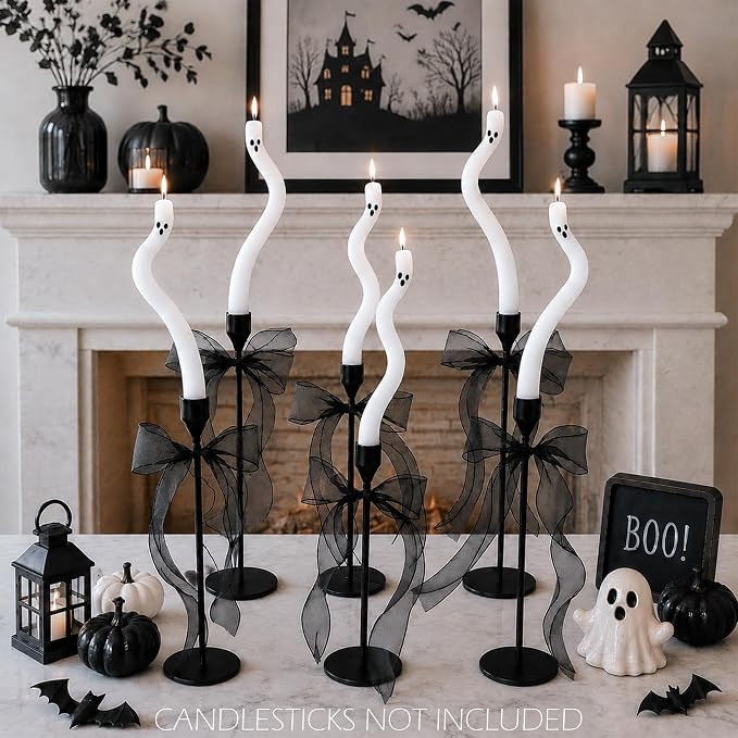 AYGXU Halloween Decorations Indoor-6 Pcs Twisting Ghost Candles with Ribbons Decor,Taper Candles,... | Amazon (US)