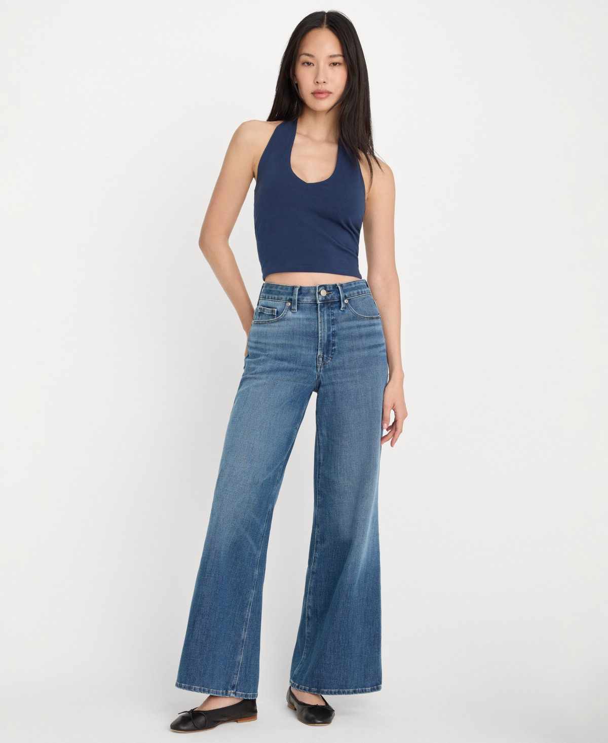 Good American Women's Soft Tech Palazzo Ankle-Length Jeans - Blue | Macy's