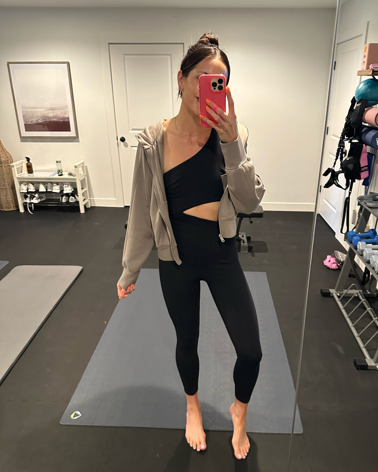 One shoulder onesie: true to size (S) 
Hoodie: true to size (S) 

#LTKstyletip #LTKunder100 #LTKfit