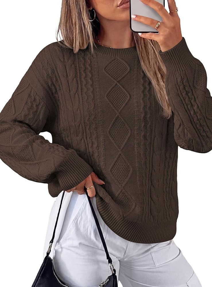 PRETTYGARDEN Womens Cable Knit Sweater Crewneck Pullover | Amazon (US)