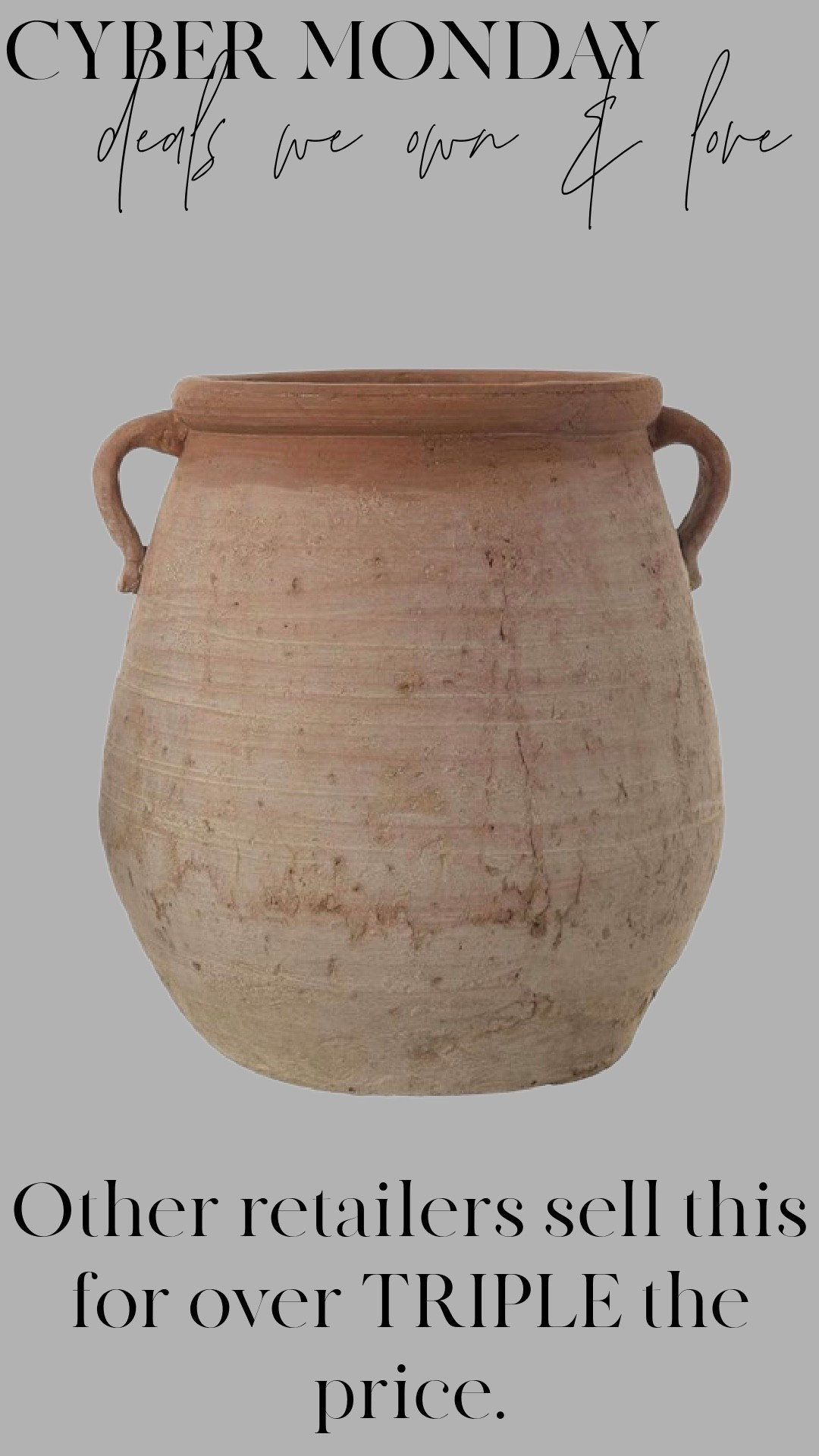 This is my favorite oversized terracotta vase and I still can’t believe the price 🤍
I’ve seen this same style listed for over 3x more at other retailers, so this one was such a win.

It’s heavy, beautiful in person, and perfect as a floor piece, entryway moment, or styled with branches

#LTKSaleAlert #LTKHome #LTKCyberWeek