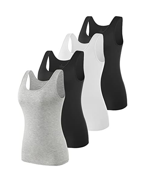 Orrpally Basic Tank Tops for Women Undershirts Tanks Top Lightweight Camis Tank Tops 4-Pack | Amazon (US)