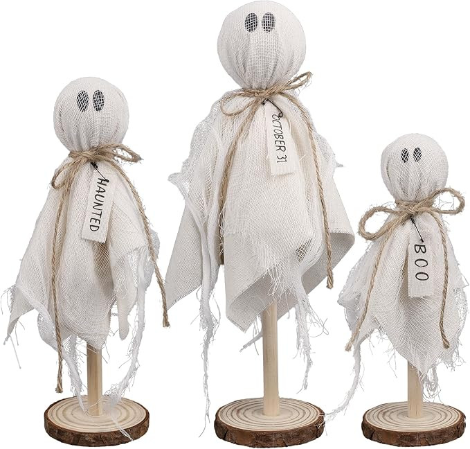 DR.DUDU Halloween Decorations Indoor - 3 Pack Primitive Wooden Ghost Kit for Table Centerpiece, S... | Amazon (US)