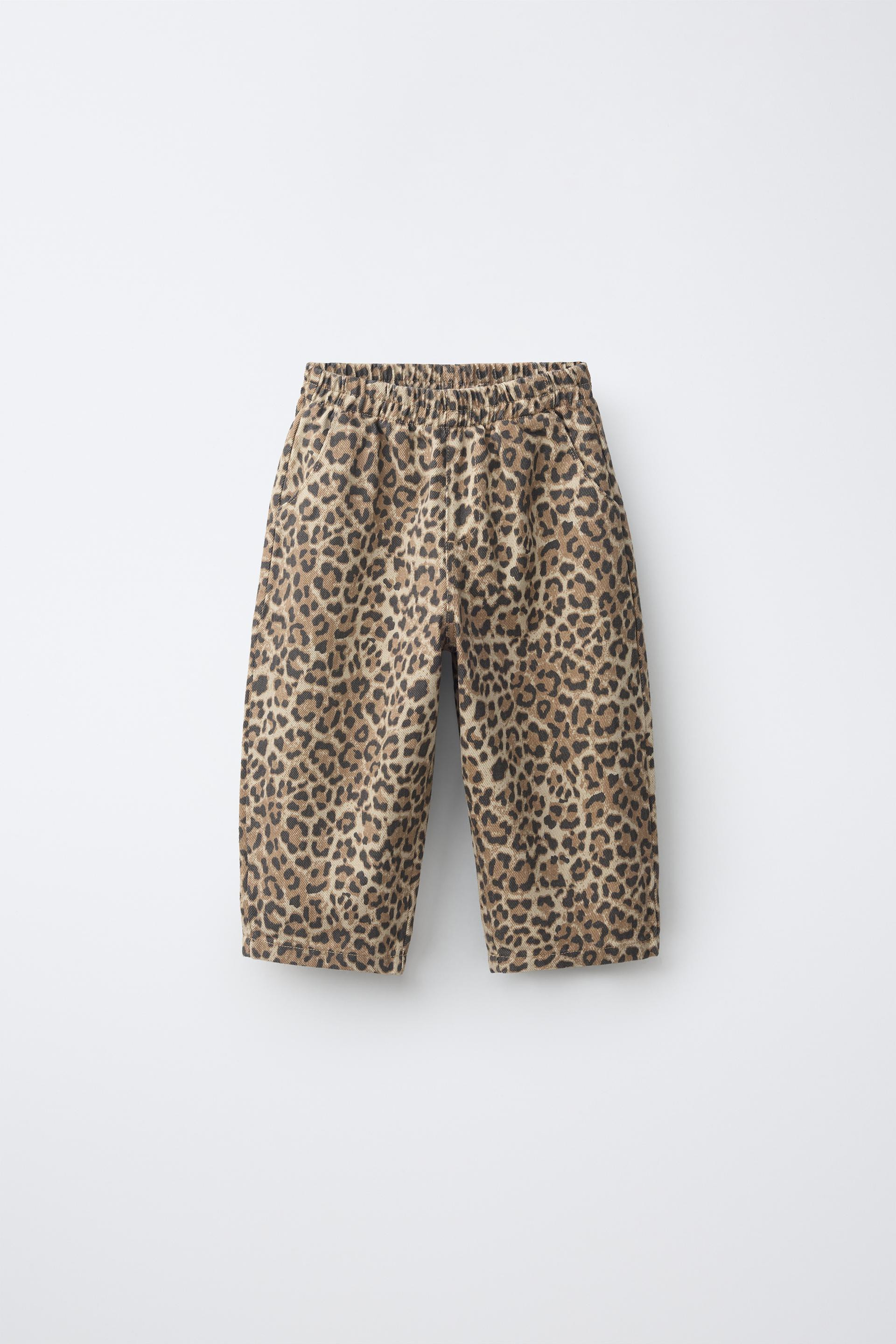 Zara - Animal Print Balloon Twill Trousers - Light Beige - 3 Years (38,6 Inches) - Kids | Zara US