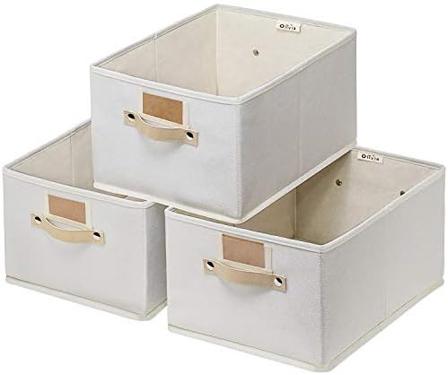 Large Storage Bins Baskets 3 pack - 15.7x11.8x8.3”Foldable Sturdy Storage Basket with Handle,De... | Amazon (US)