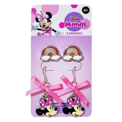 Disney Minnie Earrings for Girls, 1 Stud & 1 Drop – Minnie Mouse Hypoallergenic Earrings – Ages 4+ | Target