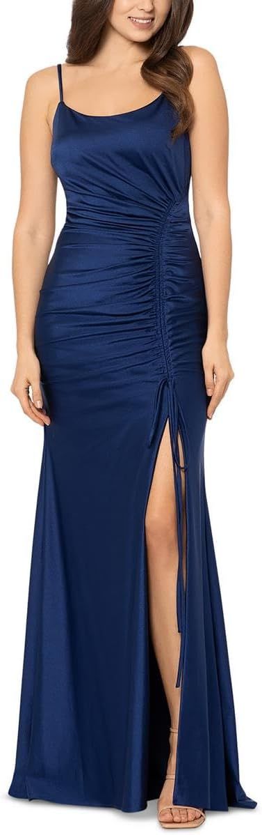Xscape Womens Ruched Scoop Neck Evening Dress | Amazon (US)