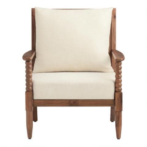 Charlee Rustic Mahogany Bobbin Upholstered Chair | World Market