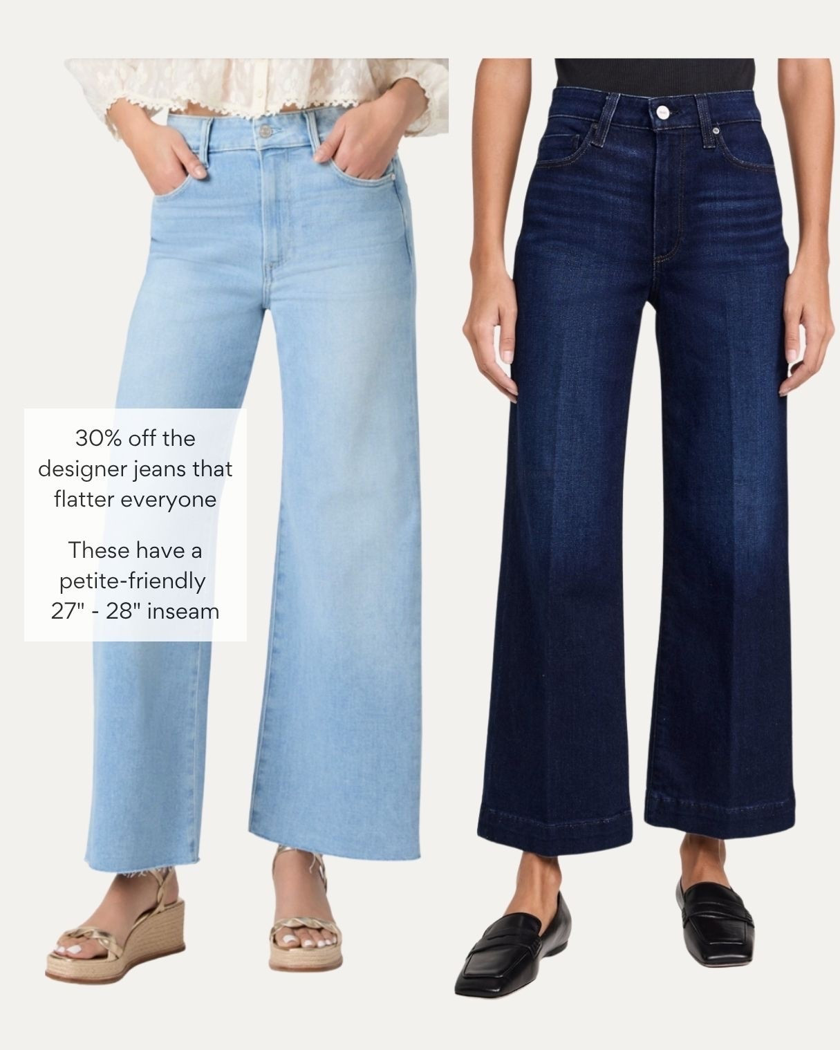 25% off at Paige.com and 30% off the darker color at Nordstrom. Petite in lighter wash has 28” inseam and regular crop darker wash has 27” which I wear as full length. TTS I wear 24.

The Anessa style has stretch and is flattering on many body types, not too wide

#LTKPetite #LTKSaleAlert