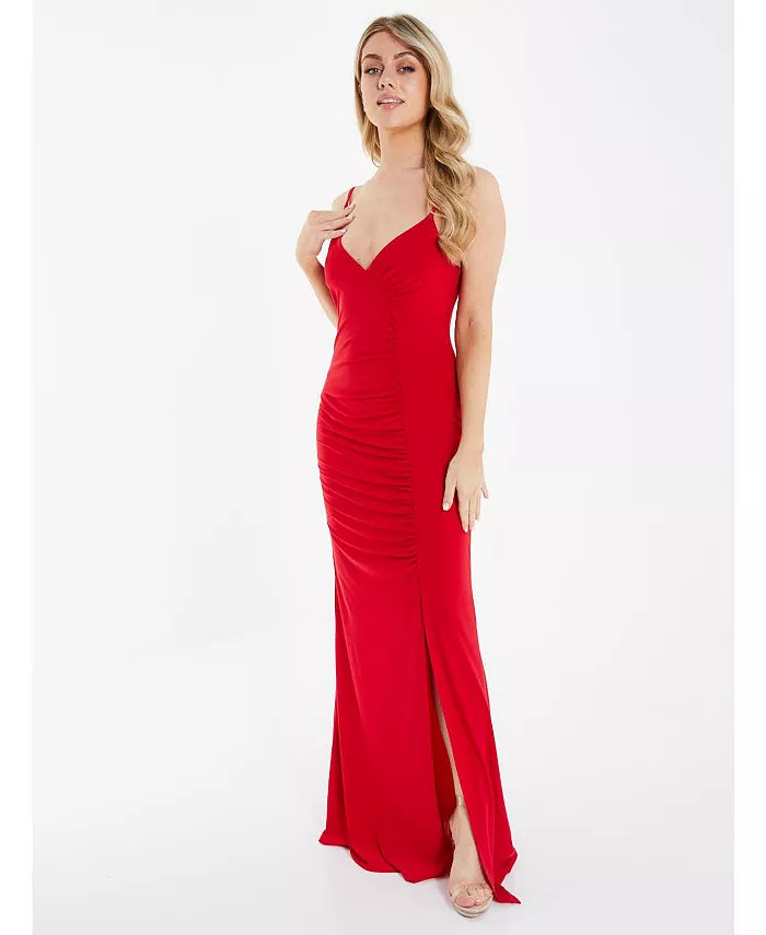 QUIZ Women's Ity Ruched Maxi Dress - Macy's | Macys (US)