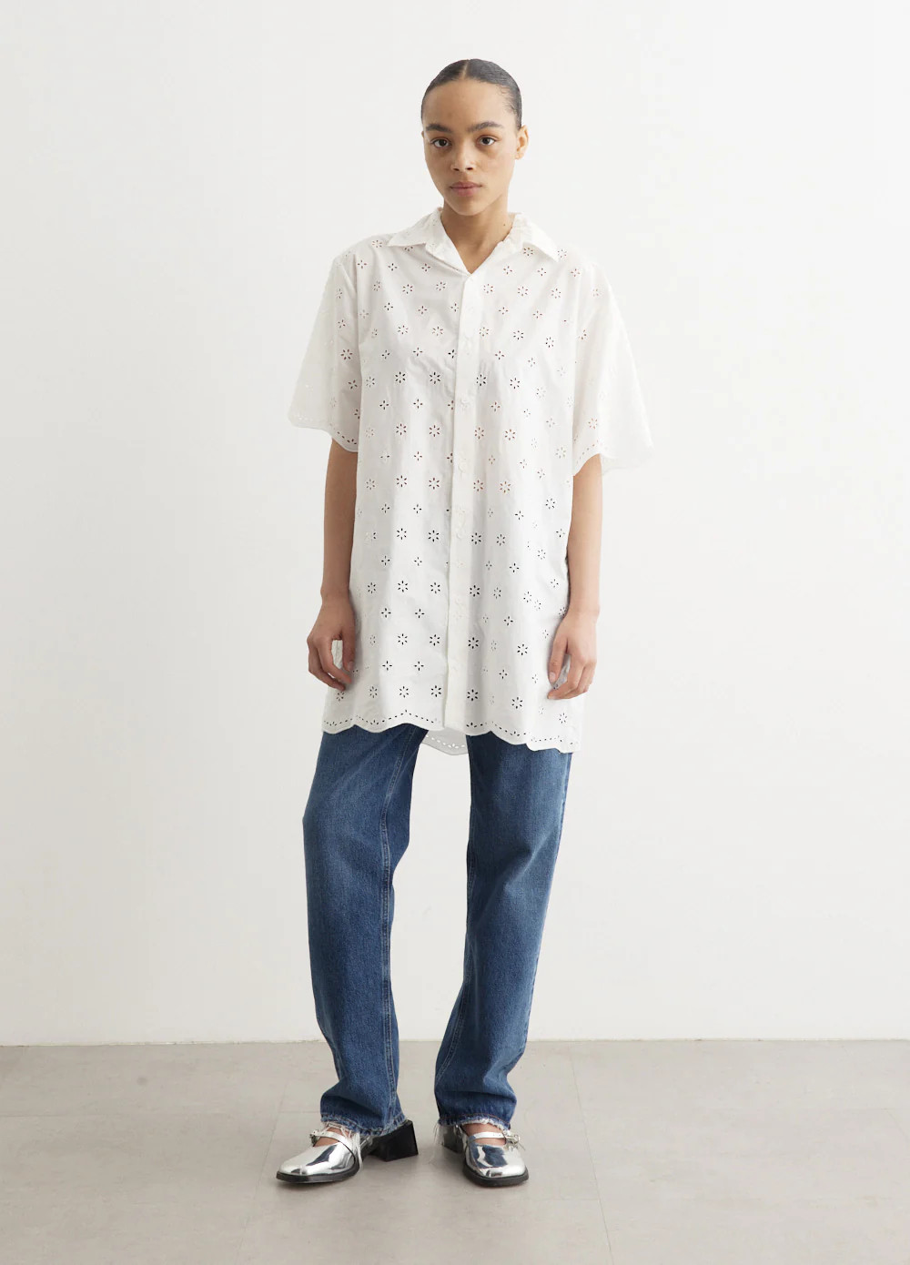 Broderie Mini Shirt Dress | Incu