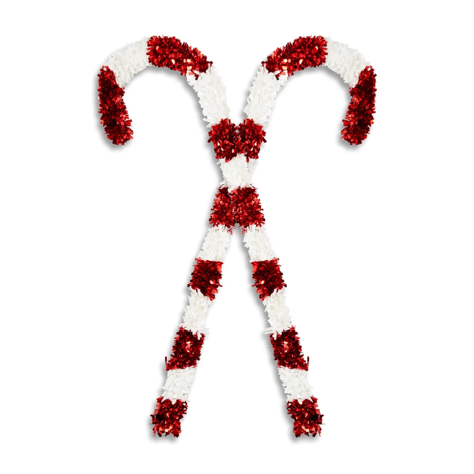 2 Pack Giant Christmas Candy Cane Decorations, Outdoor Red and White Tinsel Decor for Xmas Holida... | Walmart (US)