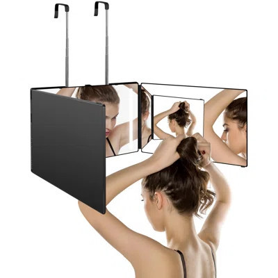 360 Viewing Angle Self Hair Cutting Mirror, Clear Anti-Fog HD Glass, USB Rechargeable, Easy To Use, Height Adjustable, Portable,(Black ) | Wayfair North America