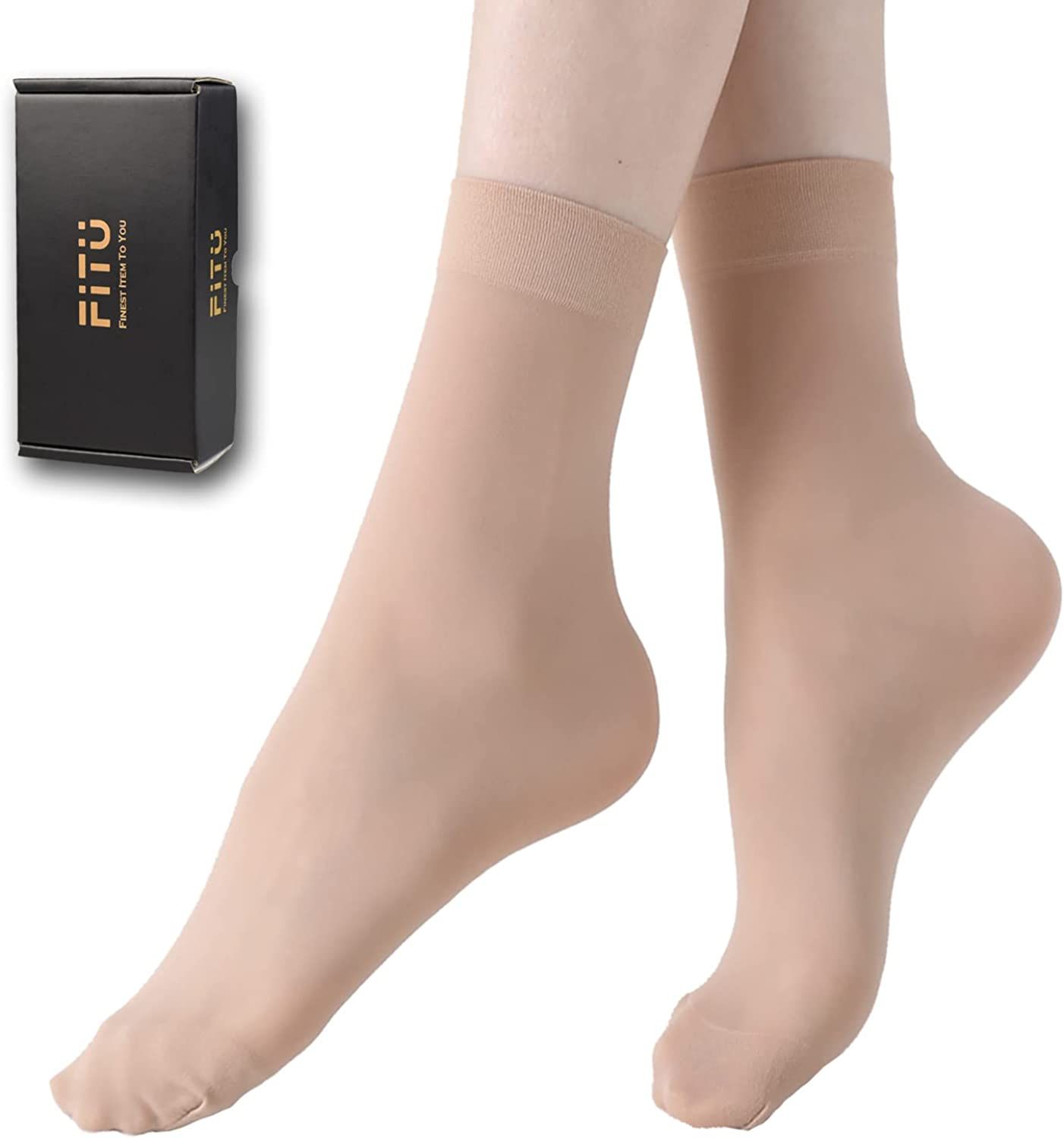 FITU Women's 10-24 Pairs (in Gift Box) Ankle High Sheer Nylon Socks Soft Tight Hosiery with Reinf... | Amazon (US)