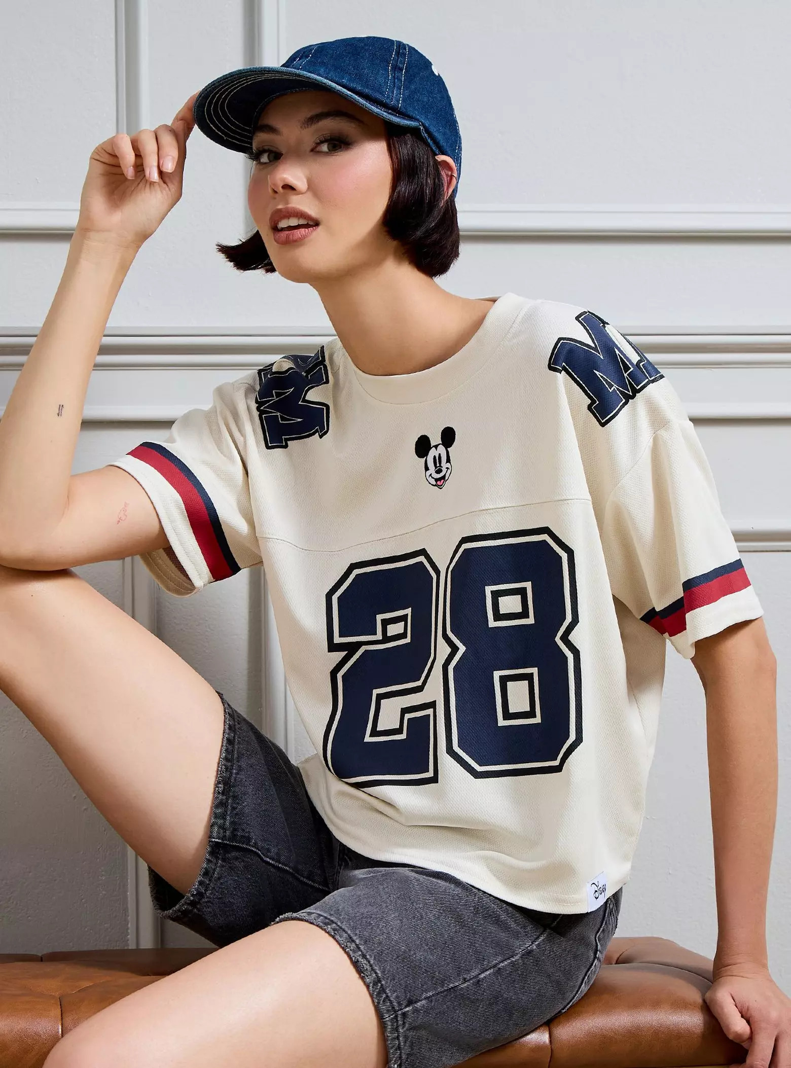 Disney Mickey Mouse Women's Cropped Football Jersey — BoxLunch Exclusive | BoxLunch