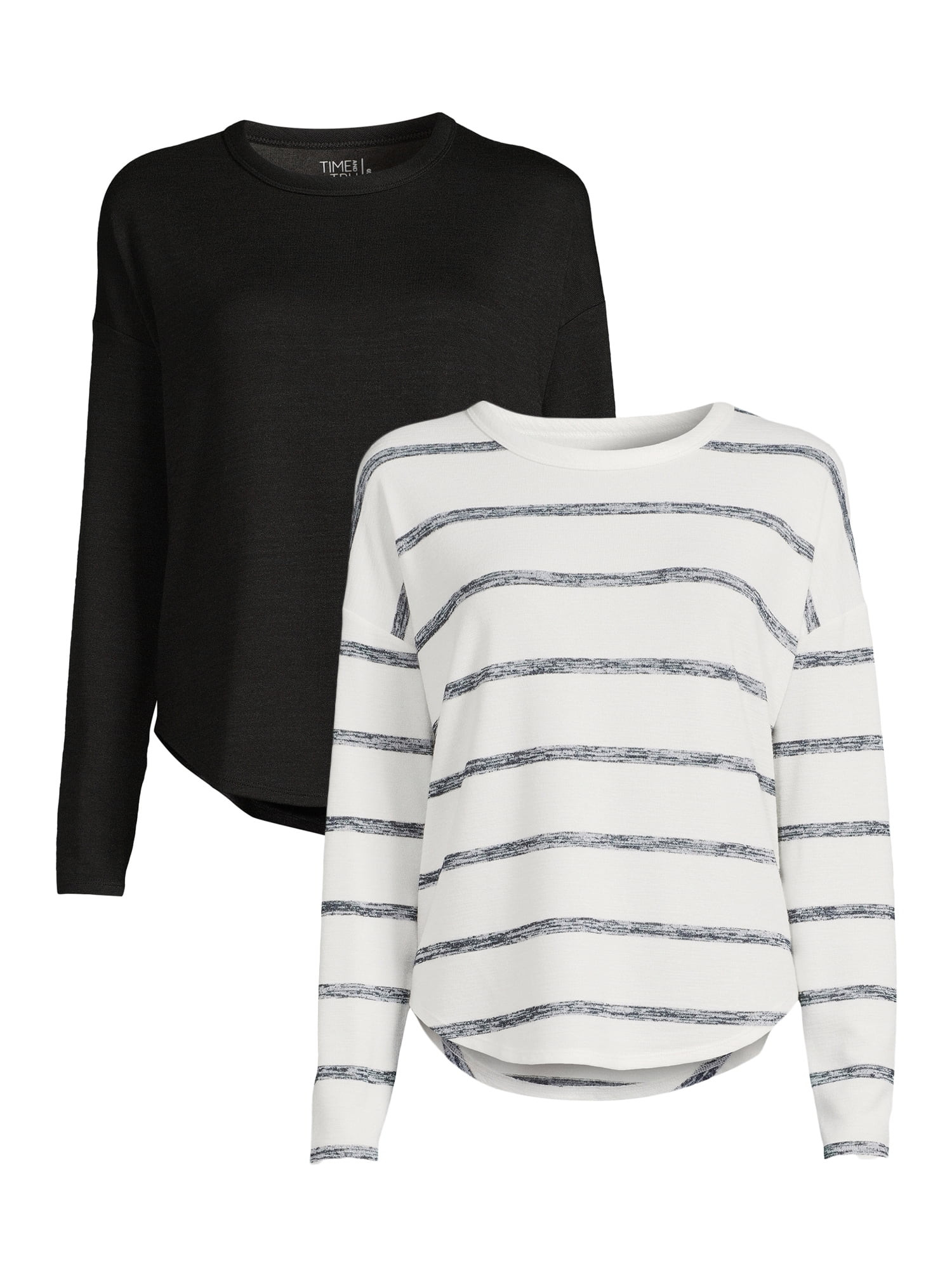 Time and Tru Women's Long Sleeve Hacci Top (2 Pack) - Walmart.com | Walmart (US)