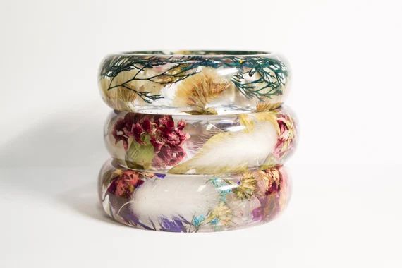 Real flower bracelet, nature plant bracelet, nature inspired bracelet, flower bangle, flower jewe... | Etsy (US)